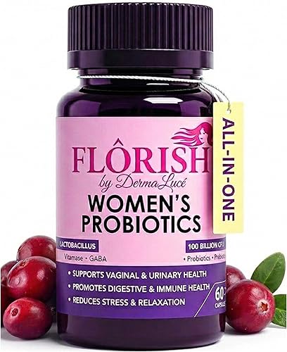 Flôrish - Probióticos vaginales para mujer, soporte diario todo en 1, 100B CFU, 32 cepas | Prebióticos, arándano y D-manosa, equilibrio hormonal, pH
