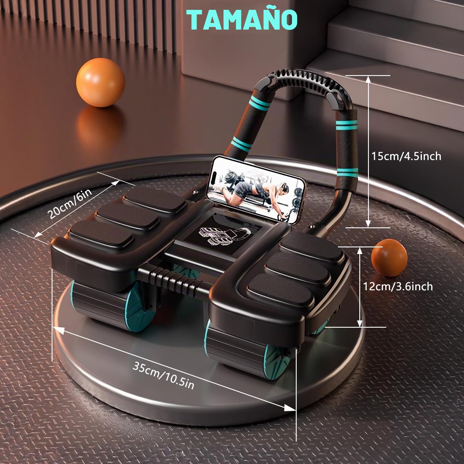 Rodillo Abdominal de Rebote Automático, Rueda Abdominale con Soporte de Codo y Rebote Automático, Rueda Abdominal AB Roller 2 en 1, AB Roller para Entrenamiento en Gimnasio en Casa