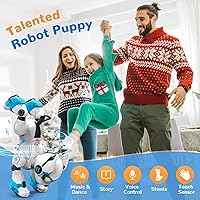 Vista 2 de OKK Perro Robot para Niños, Perro de Control Remoto y Toque con Interacción por Voz, Robot Programable con Show de Imitación, Perro Electrónico que