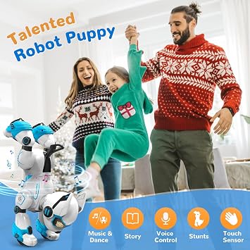 Robot Dog Musical Performance Dog-shaped Robot Programming Voice Control Electronic Pet Interactive Pet Touch Interactive Dog Toy Boy Girl Birthday Present Soothing Children's Electric Robot Family | タッチ、音声コントロール、ジェスチャーセンシング、歌、ダンス、プログラミング、動物の模倣、物語を伝えるインタラクティブなロボット犬。