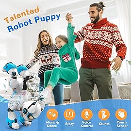 okk Robot Dog for Kids, Remote Control Dog and Touch Voice Interactive, Programmable Robot with lmitation Show, Sing Dance Electronic Pet, Smart Gesture Sensing Puppy Gift for Boys Girls