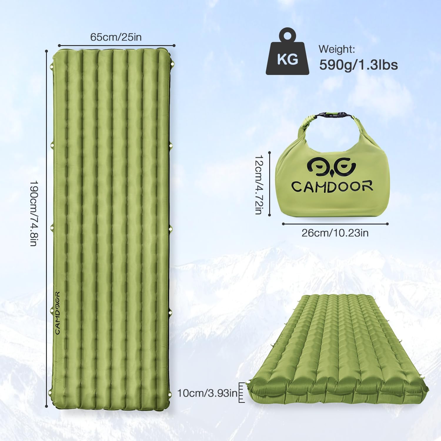 Insulated Sleeping Pads - Lightweight Sleeping Pad for Camping, 6.8 R-Value Upgraded Compact Camping Air Mattress for Backpacking, Hiking