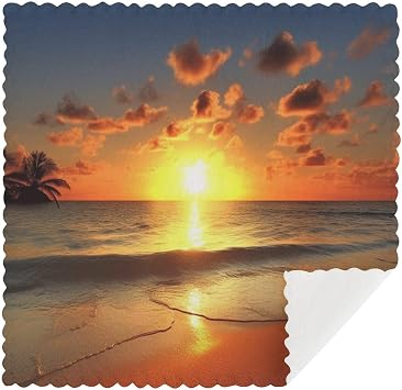 Beach Sunrise Print Dishcloths for Kitchen Cleaning Cloths Reusable Dish Towels Quick Drying Washable Cleaning Wash Rag for Dishes Pots Pans and Kitchen Gear