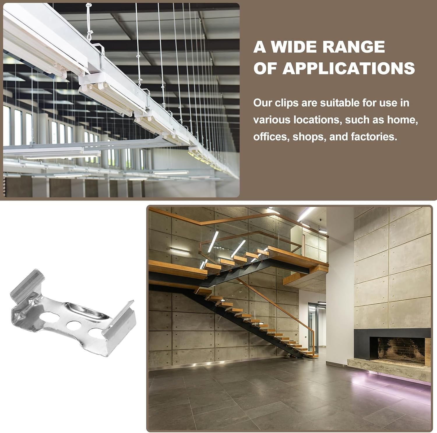 MECCANIXITY T8 Clips Bracket Hanger Fluorescent Tube T8 LED Bulb Holder Clamps Light Fixture Replacement for LED Integrated Lighting, Flat Pack of 36
