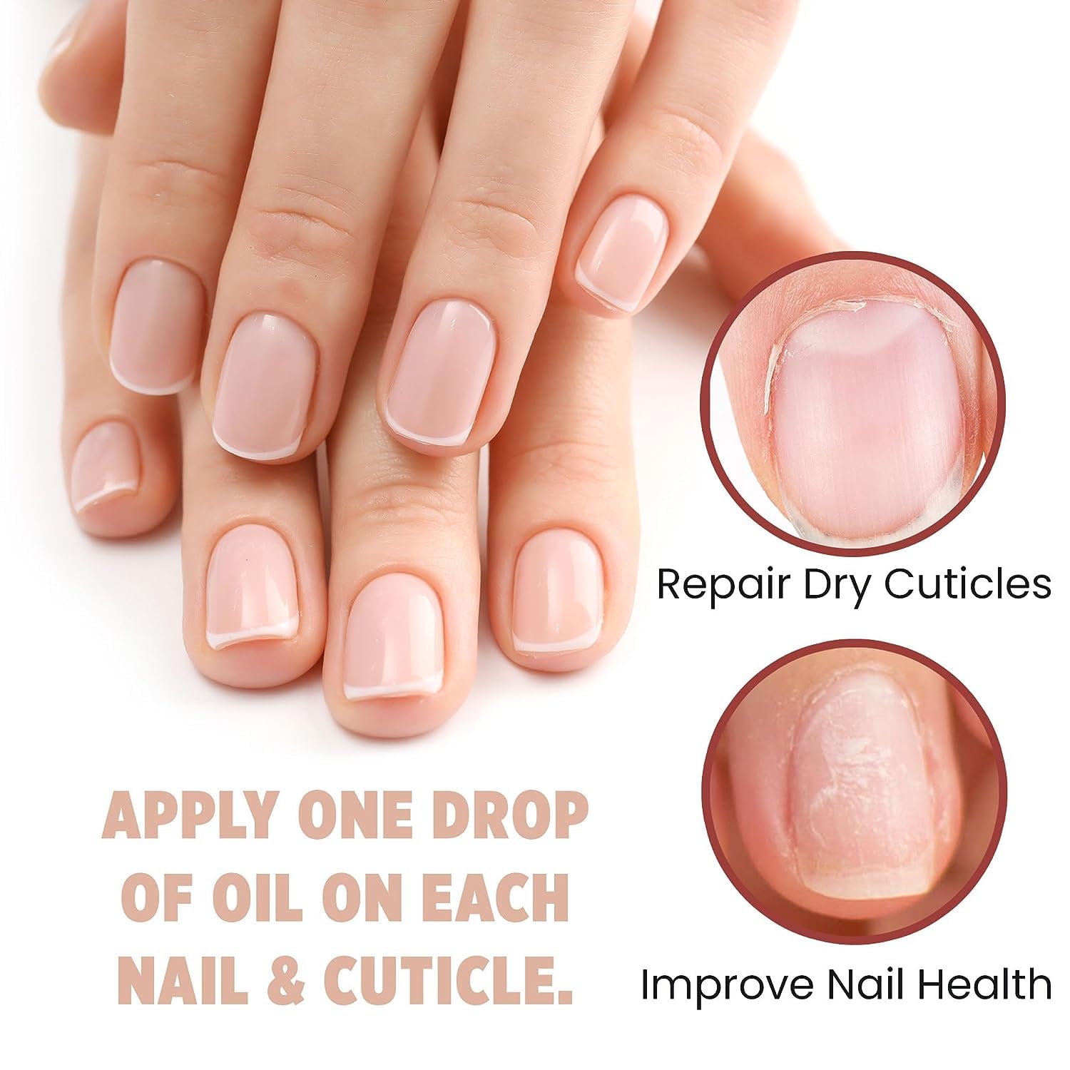 French Girl Nail & Cuticle Oil - Hydrating Nail Strengthener and Growth Treatment, Cuticle Softener, Nail Growth Oil to Repair Dry, Damaged Nails, Clean, Vegan & Cruelty-Free, .3 oz