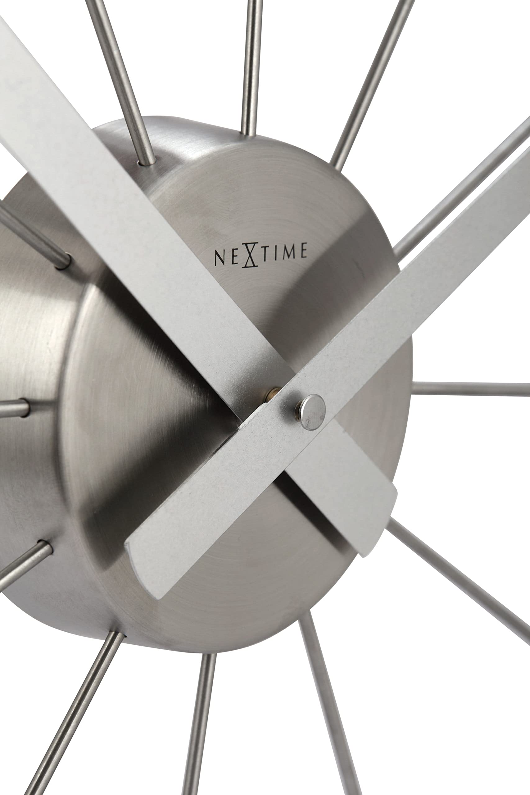 NeXtime reloj de pared "PLUG INN", muy silencioso, plateado, acero inoxidable, redondo, ø 58 cm