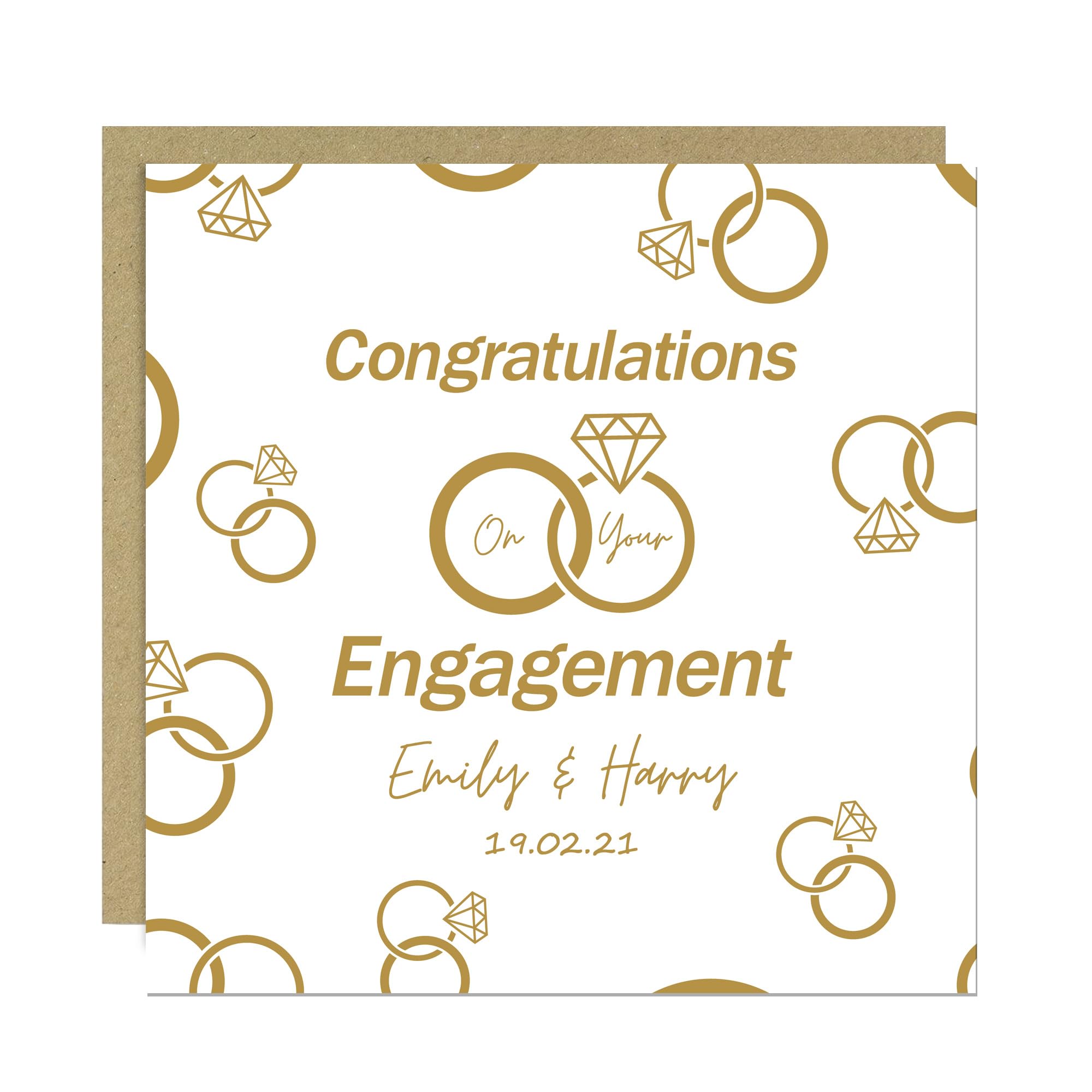 RED OCEAN Congratulations On Your Engagement Card Personalised Card For Couple Friends Him Her Congratulations For Boyfriend Girlfriend With Kraft Envelope