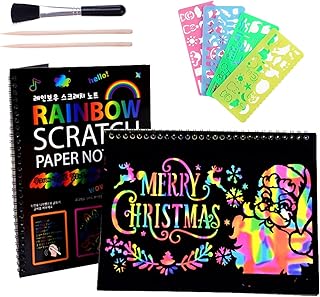 Scratch Art for Kids, 2 Pack Rainbow Magic Scratch Paper Black Scratch it Off Art Crafts Notes Boards Sheet,Arts and Crafts for Kids Age 3-10,Birthday Christmas Gifts
