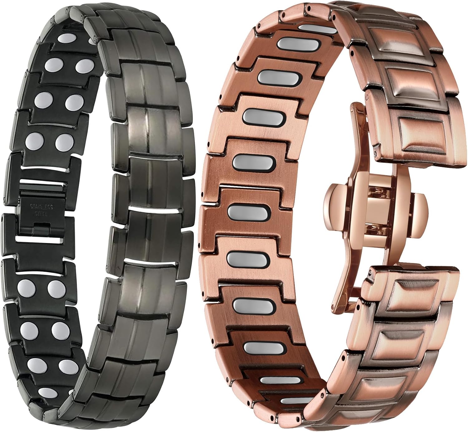 Feraco Copper Magnetic Therapy Bracelet for Men with 5X Strength Magnets,99.99% Pure Copper Therapy Bracelet with 5000 Gauss Magnets