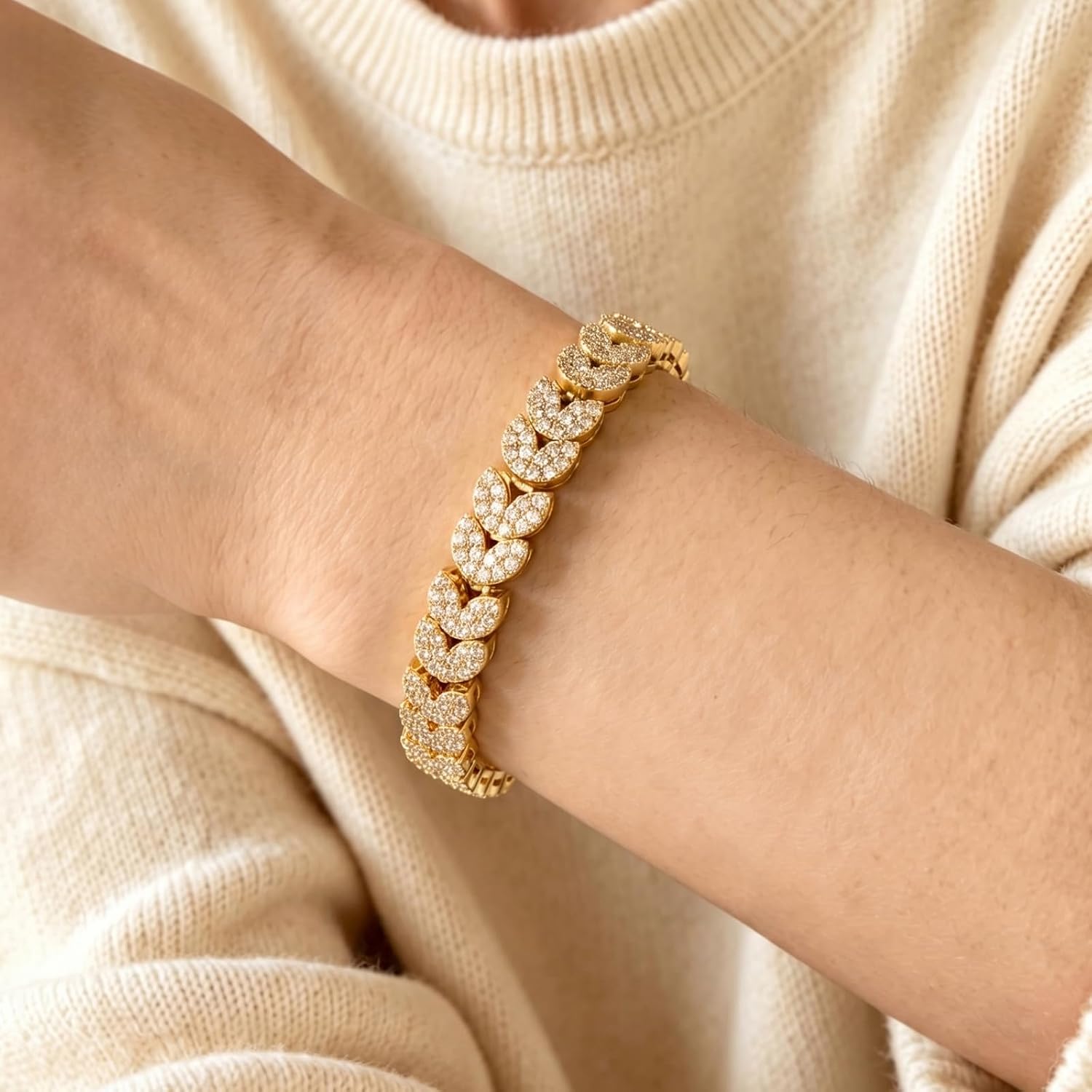 PCY 14K Gold Plated Cubic Zirconia Tennis Bracelet for Women, Hypoallergenic, Nickel-Free Dainty Bracelet, Classic Prong Setting Sparkle, Elegant Gift for Wedding Anniversary Birthday