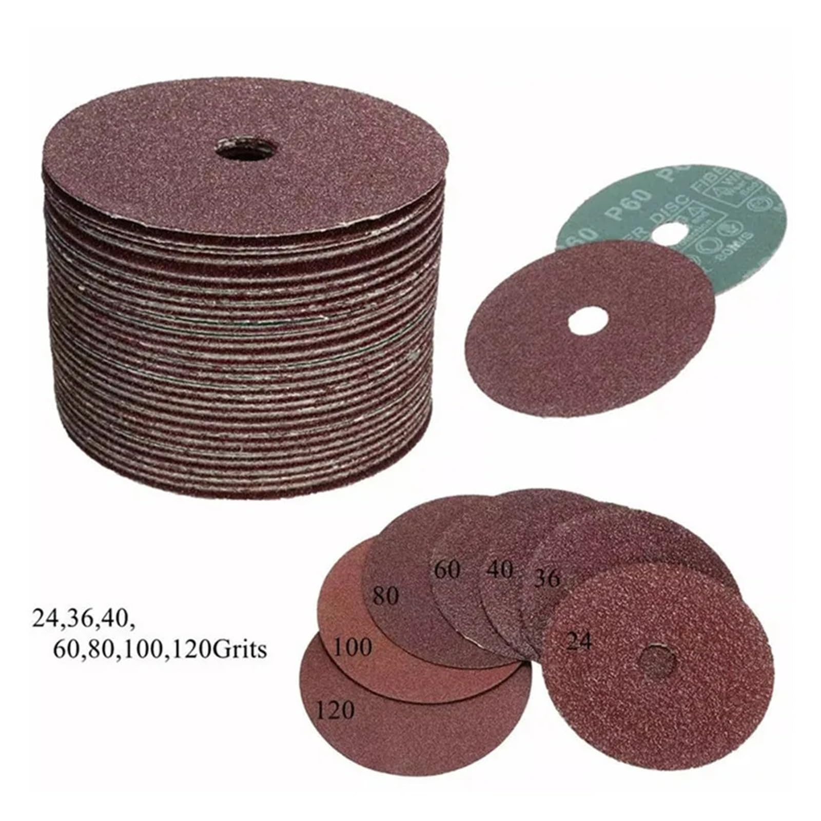 Discos abrasivos de lijado de fibra de 50 Uds. De 100x16mm, ruedas de grano 24 a 120 for disco abrasivo de amoladora angular(100)