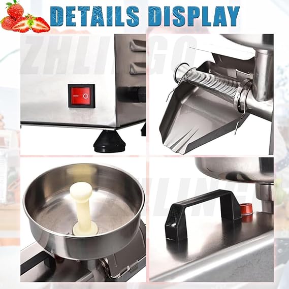 Electric Tomato Strainer Machine 150KG/H Commercial Stainless Steel Food Milling Press and Strainer Machine Pure Copper Motor Food Strainer and Sauce Maker