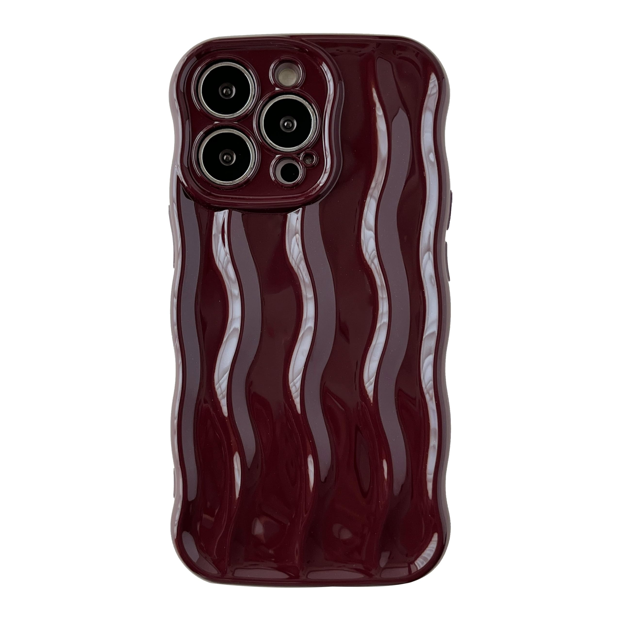 Caseative for iPhone 13 Pro Case,Water Ripple Pattern Curly Wave Frame Soft Phone Case (Wine Red)