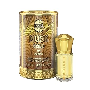 Ajmal MUSK GOLD Attar | Fruity Floral & Musky Fragrance | Unisex Non-Alcoholic | Long Lasting Attar Men & Women - 5 ML