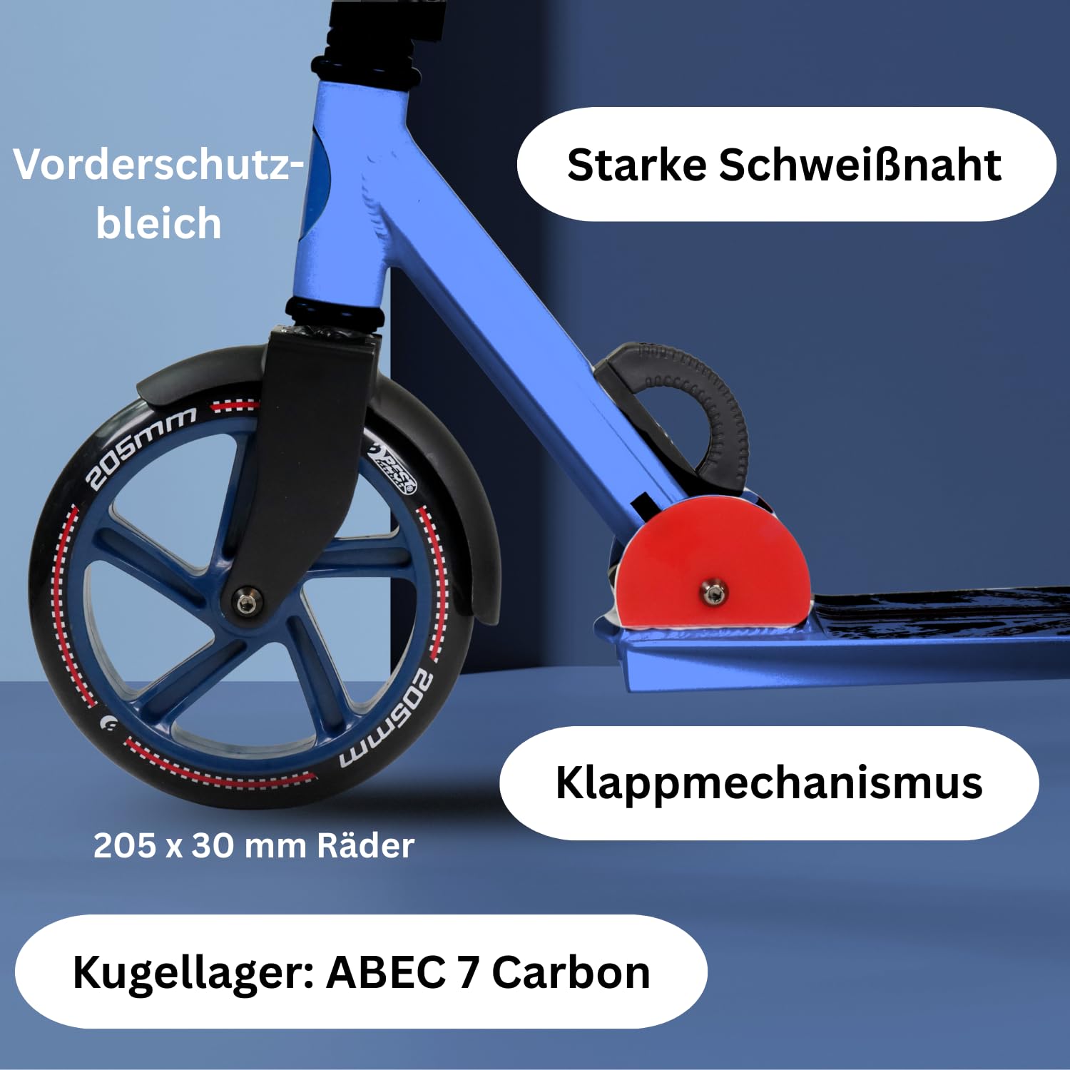 B Best Sporting Best Sporting 205 Ruedas de Aluminio con Asas ergonómicas y Manillar Curvado, Patinete en Azul/Verde, Juventud Unisex