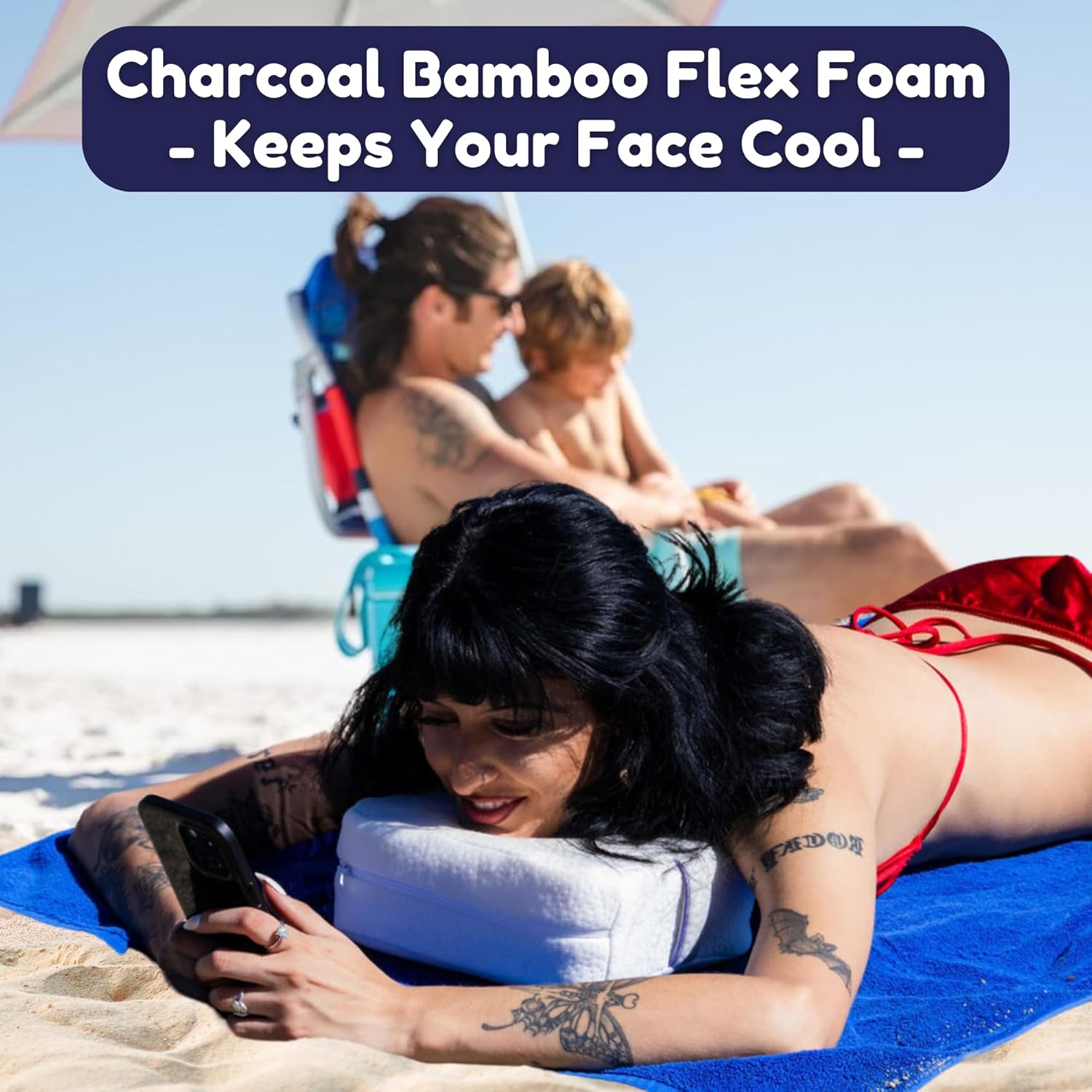 The Coolest Pillow - Essential for Sunbathing at Beach or Pool - Eliminate Aches of Face-Turning While Laying Face Down - Specifically Designed to Keep Your Face Cool While Tanning - by Bunnzzup