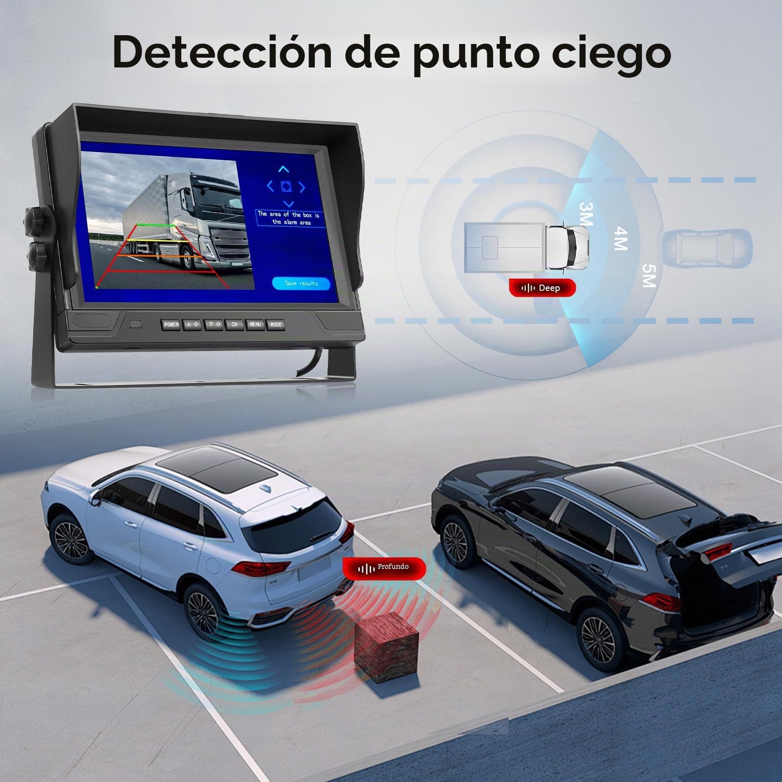 Podofo 2 Cámaras Traseras Inalámbricas con 9» IPS Monitor de Pantalla Grande, HD Cámaras de Marcha atrás para Camión Remolque RV Autobús Camper, Grabación en Bucle IP68 Impermeable BSD Dash CAM