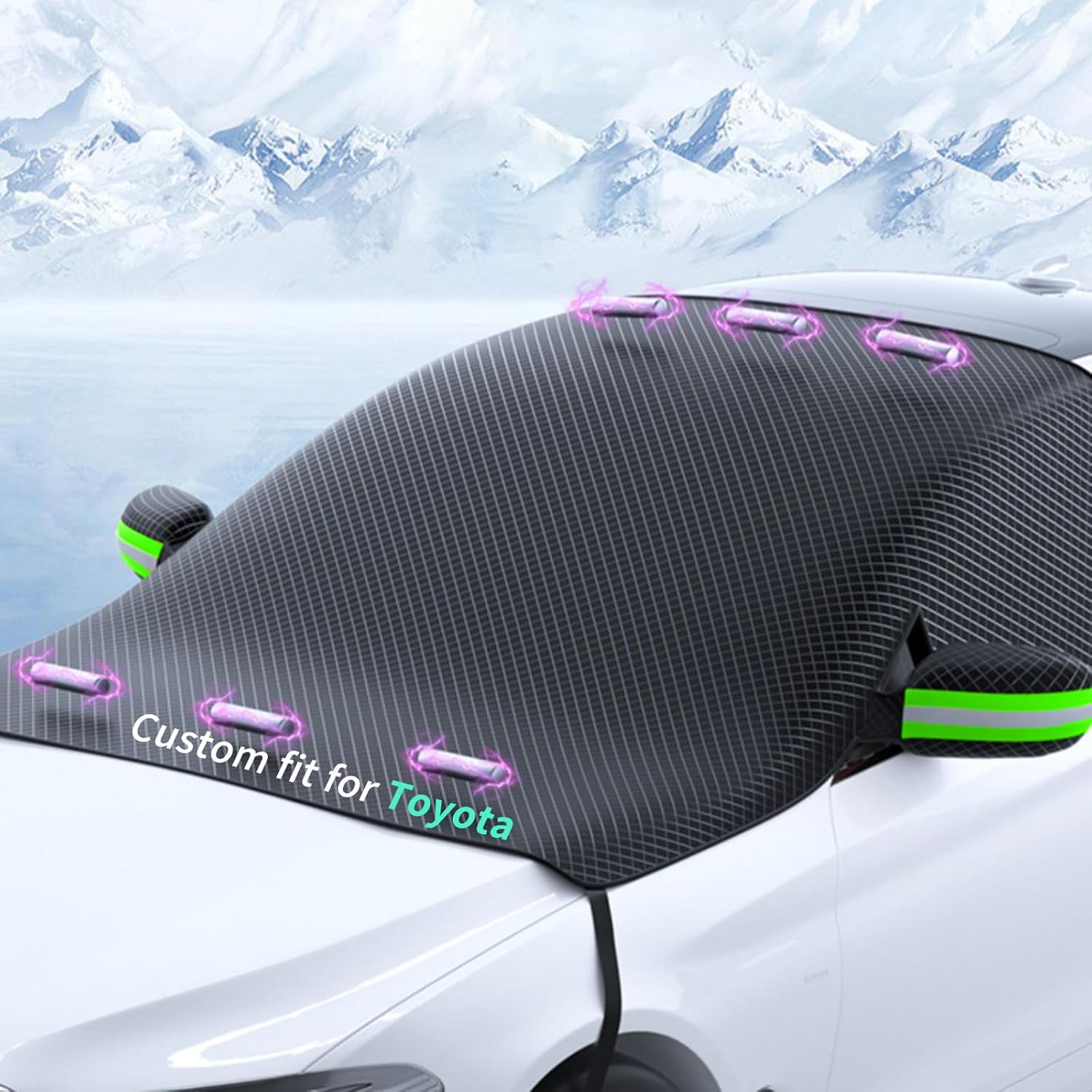 Custom fit for for Toyota Windshield Snow Covers, 8 Layers WAaterproof Windproof Protection, UV, Winter Magnetic Windshield Frost Cover, for Toyota Accessories (for Toyota Avalon)