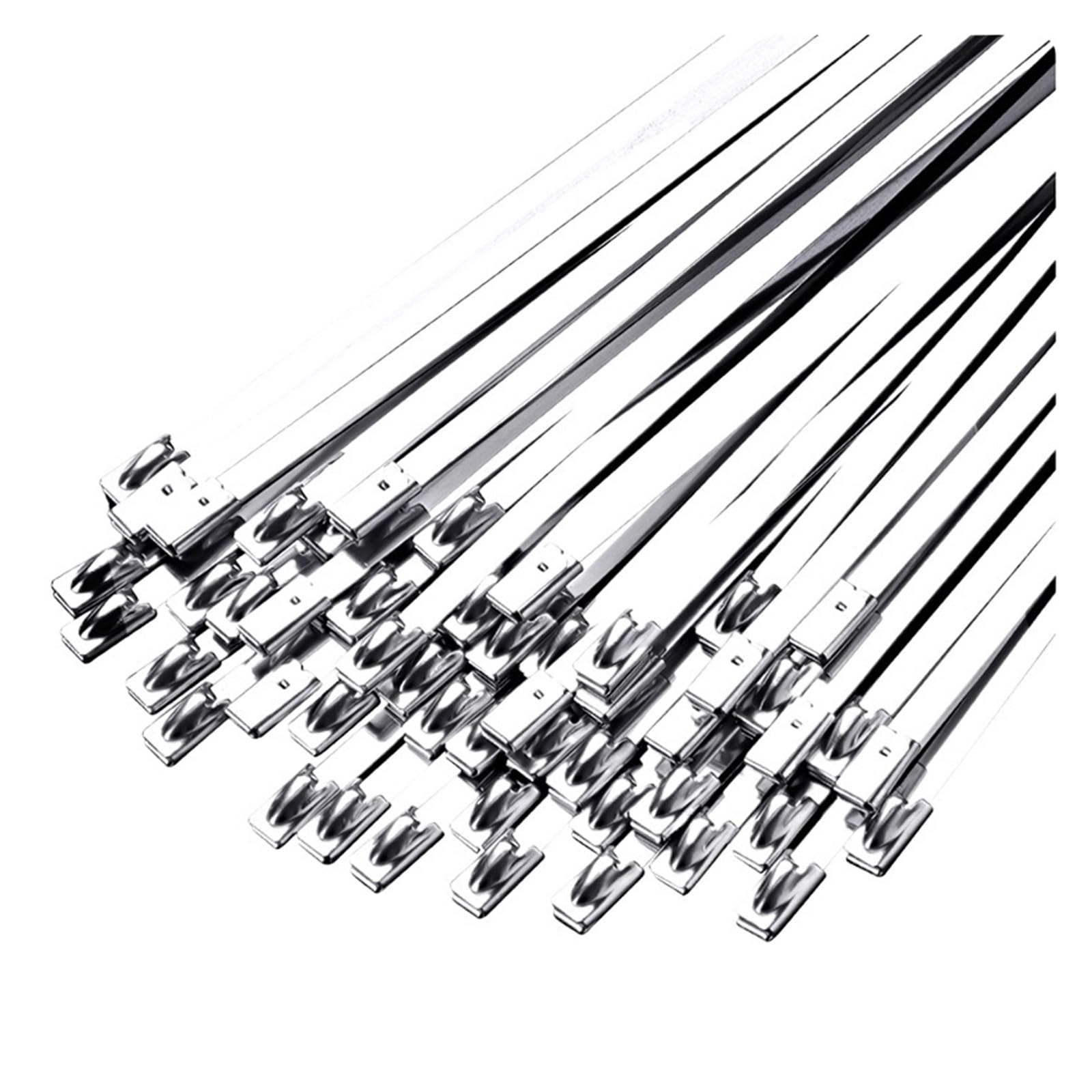 Bdayek 7.9X350mm Cable Ties 50Pcs 7.9Mm 304 Stainless Steel Cable Ties, Heavy Duty Self-Locking Metal Zip For Outdoor Tray Wiring(7.9X350mm)