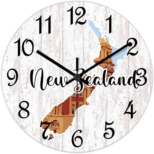 Miniatura 2 de Funlucy The View of New Zealand - Reloj de pared de Nueva Zelanda, reloj de pared de PVC de 12 pulgadas, funciona con pilas, no hace tictac,