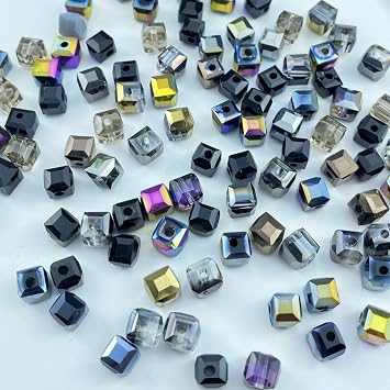 100pcs Crystal Glass Cube Beads 3mm Square Glass Spacer Beads for Bracelets Necklace Earring DIY Jewelry Making CraftBlack Series