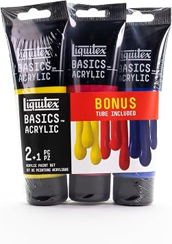 Liquitex Basics Acrylic Paint Set, 3 x 118ml (4-oz.) Tube Paint Set, Primary Colors