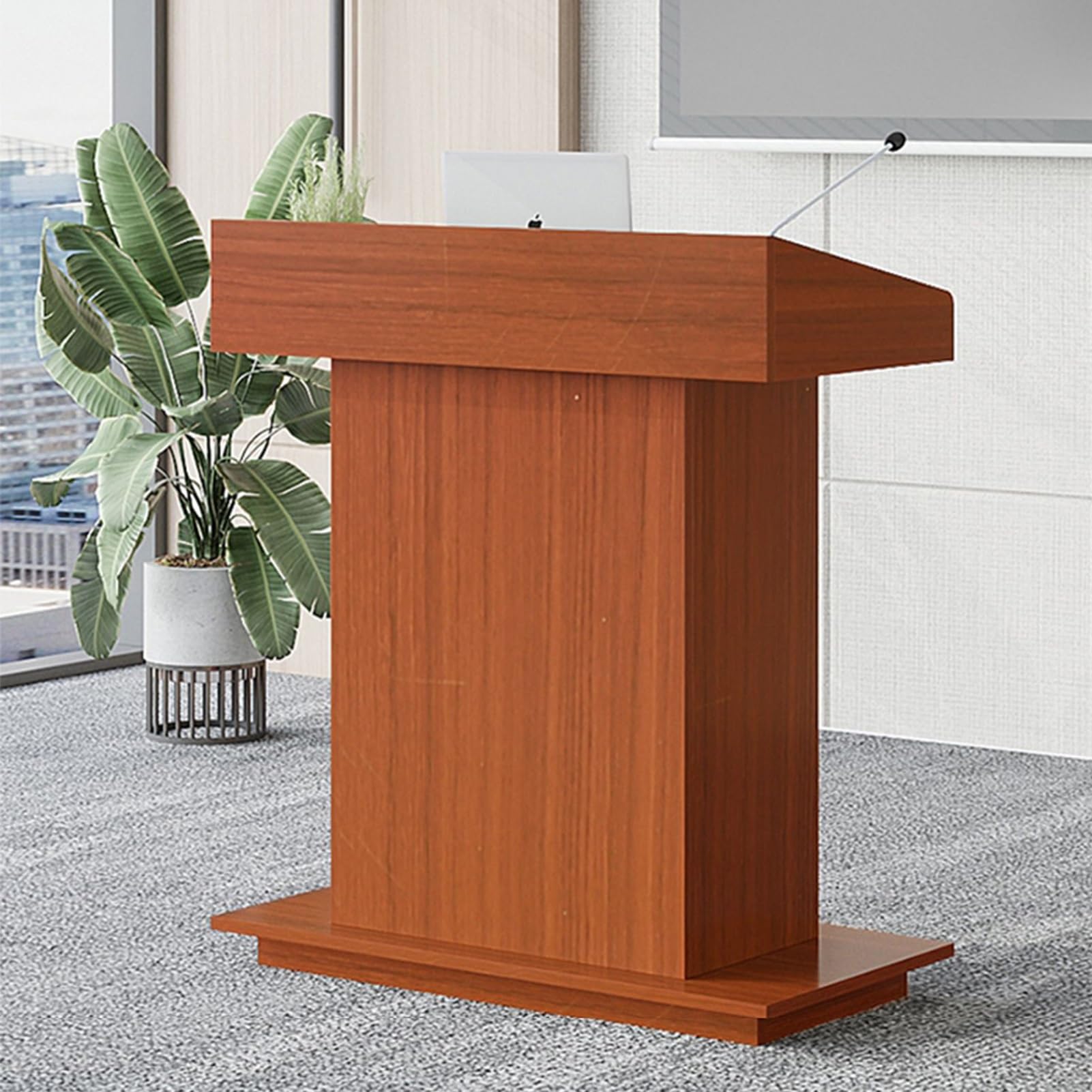 Podio In Legno Massello Con Cassetto E Ruote - 110x46x60cm | Per Chiesa, Scuola, Conferenze