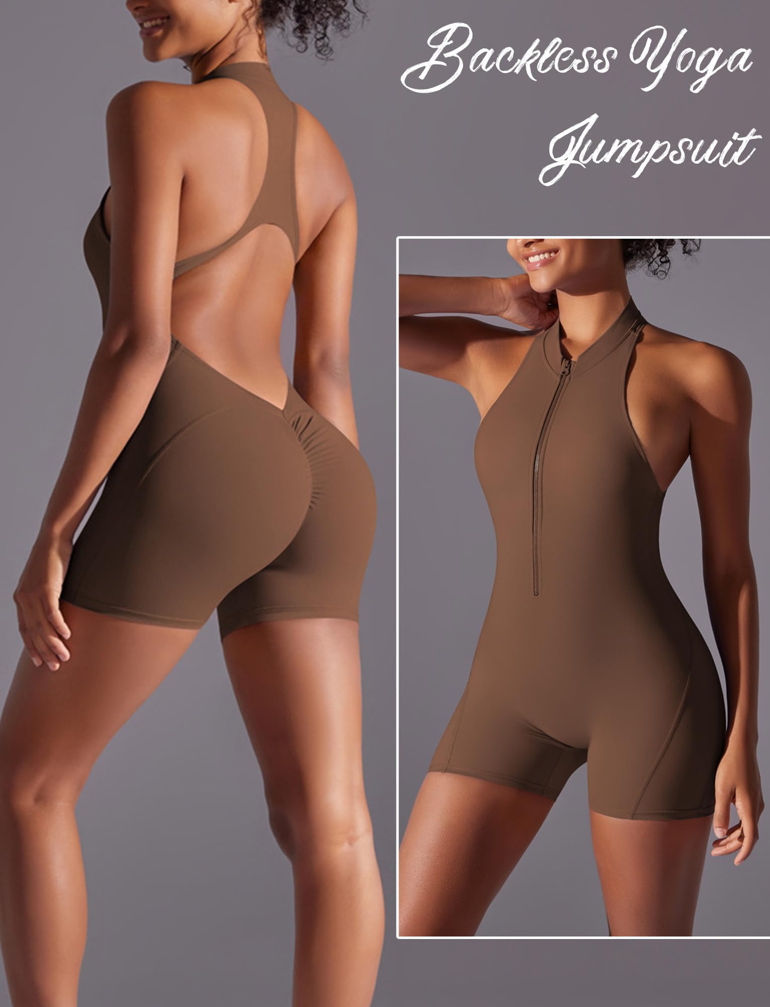 SEAUR Enterizo de yoga para mujer, sin mangas, corto, sin espalda, mono, camiseta sin mangas, camiseta deportiva para gimnasio