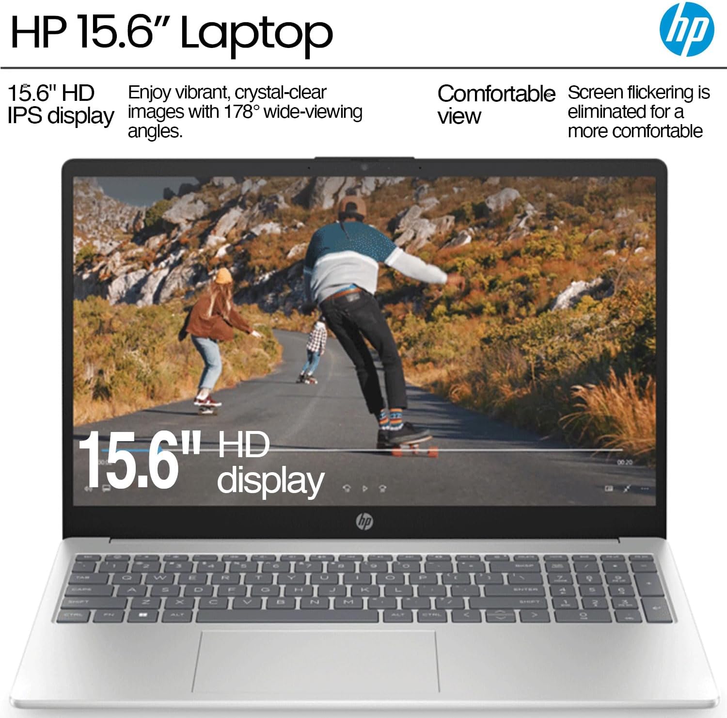 HP Essential 15.6" HD Laptop, Intel Core i5-1235U Processor, 16GB RAM, 512GB PCIe SSD, HDMI, Numeric Keypad, Webcam, Wi-Fi 6, Windows 11 Home, Silver, Bundle with UC310 64GB USB Flash Drive