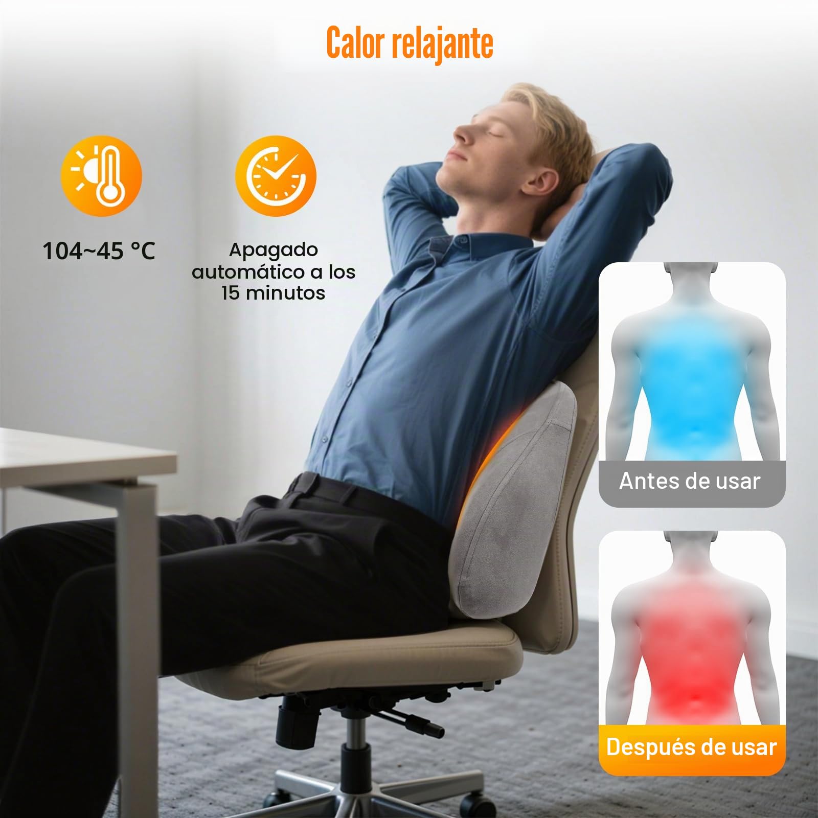 Masajeador de espalda Shiatsu inalámbrico con calor - Alivio profundo para cuello, hombros y lumbar - Recargable y portátil para hogar, oficina y coche - Tecnología de masaje profundo relajante