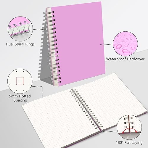 Miniatura 3 de HIUKOOKA Cuaderno de espiral punteado A4 de 300 páginas, cuadernos punteados, cuaderno grueso de 100 GSM, diario de cuadrícula punteada de 8.5 x 11,