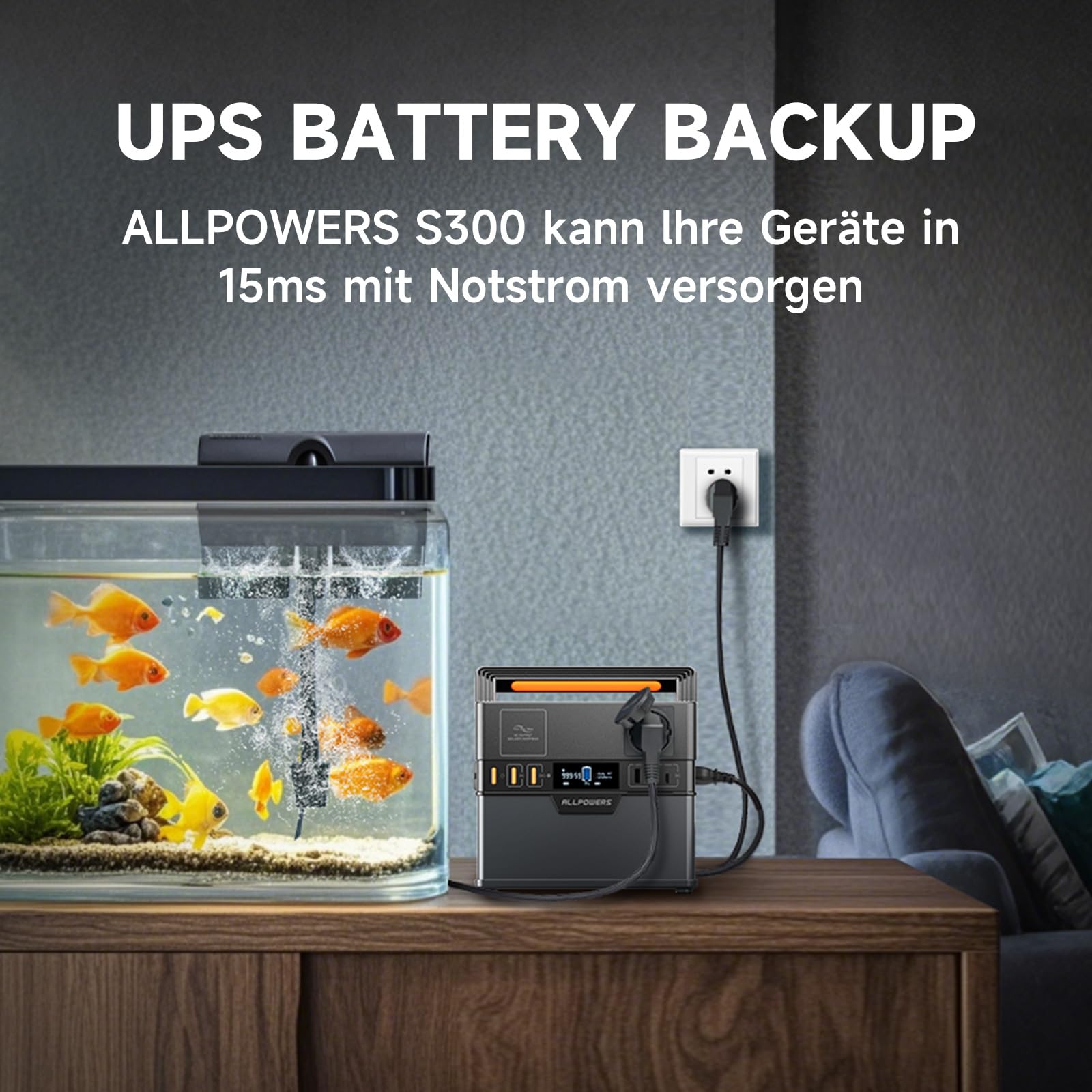 ALLPOWERS S300 Tragbarer Powerstation mit 1x 100W Solarpanel, 288Wh / 78000mAh Mobile Stromversorgung Generatoren 300W Batterie Mobiler Stromspeicher für Garten Party Reise Camping Wohnmobil Notfall