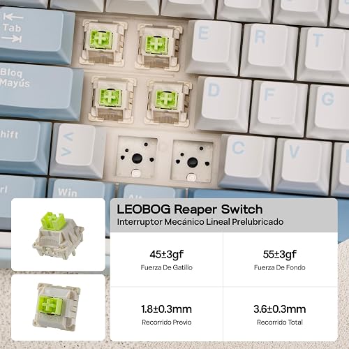 EPOMAKER Aula F75 ISO-ES Tastiera Meccanica Spagnolo con Maniglia, Tastiera Wireless Gaming, BT/2.4G/USB, Gasket Cremoso, Retroilluminazione RGB, Hot-Swap, 75%, PBT Keycap (Blu sale marino) - 8