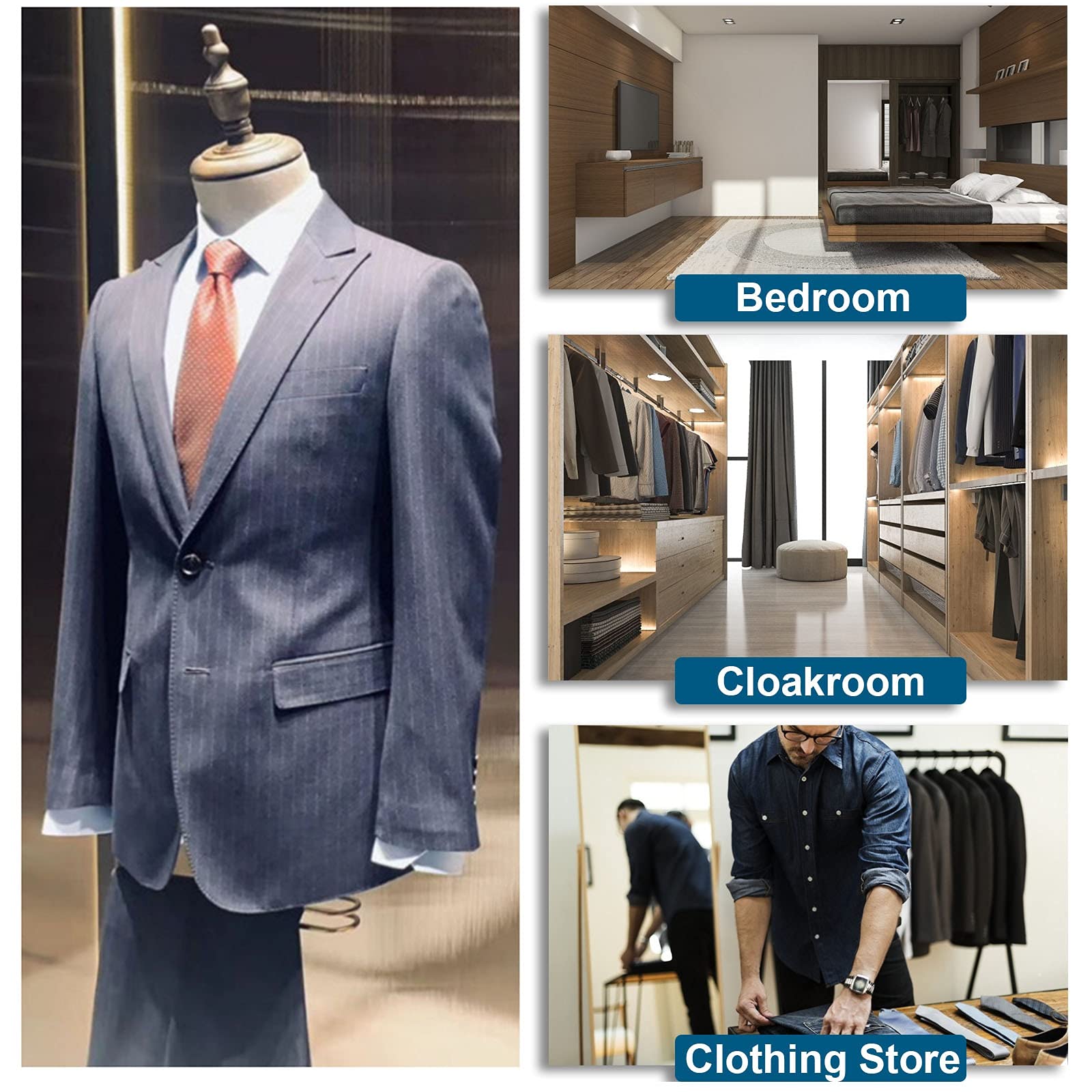 Manichino Sartoria Uomo Regolabile - Con Supporto Pantaloni E Scarpe, Altezza 135-180 Cm - Foto 2