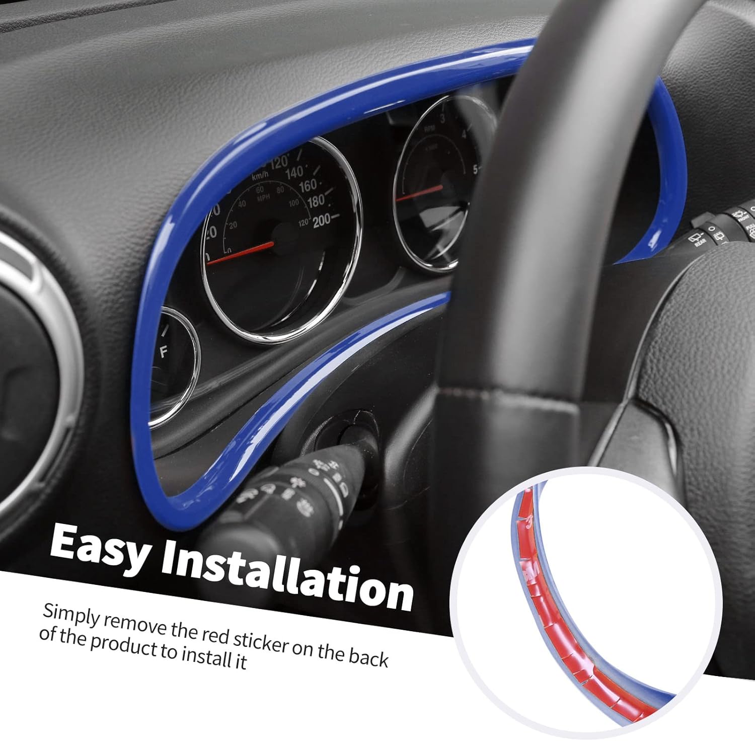 Jimen Compatible with 2011-2018 Jeep Wrangler JK & Unlimited Instrument Panel Trim Cover Dashboard Accessories (Dark Blue)