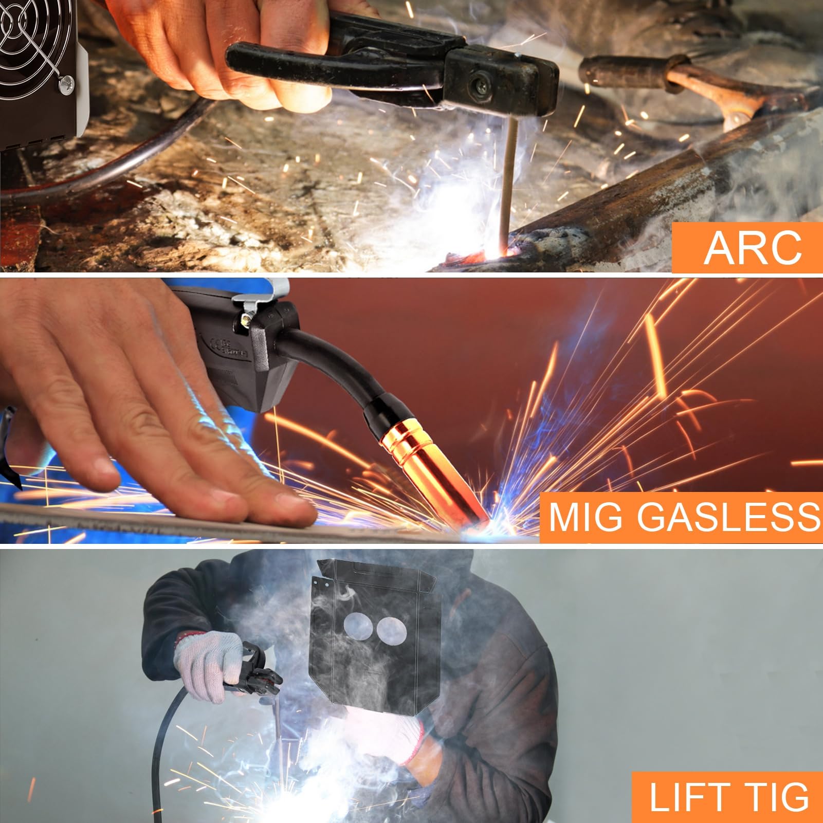 Estación de soldadura MIG multifuncional, potente y portátil, pantalla digital LED, soldadura MIG/TIG/ARC, sin gas, ideal para acero y aluminio, soldador inversor para talleres y Bricol