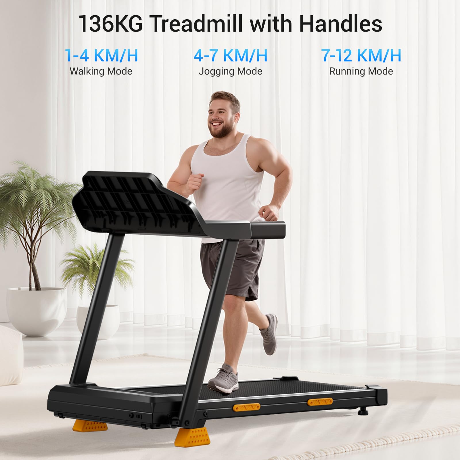 UMAY Laufband für Zuhause Klappbar mit Steigung 15%, 12KM/H Treadmill for Home, 3.0PS Motor, LED Anzeige, Leiser Betrieb, Stoßdämpfung, Tragkraft 136 kg
