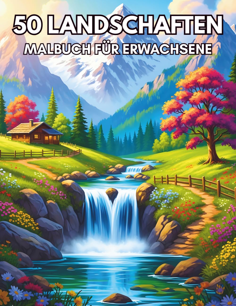 50 Landschaften Malbuch für Erwachsene: Entspannendes Ausmalbuch mit Natur, Bergen, Seen und Malerischen Ausblicken für kreative Entspannung