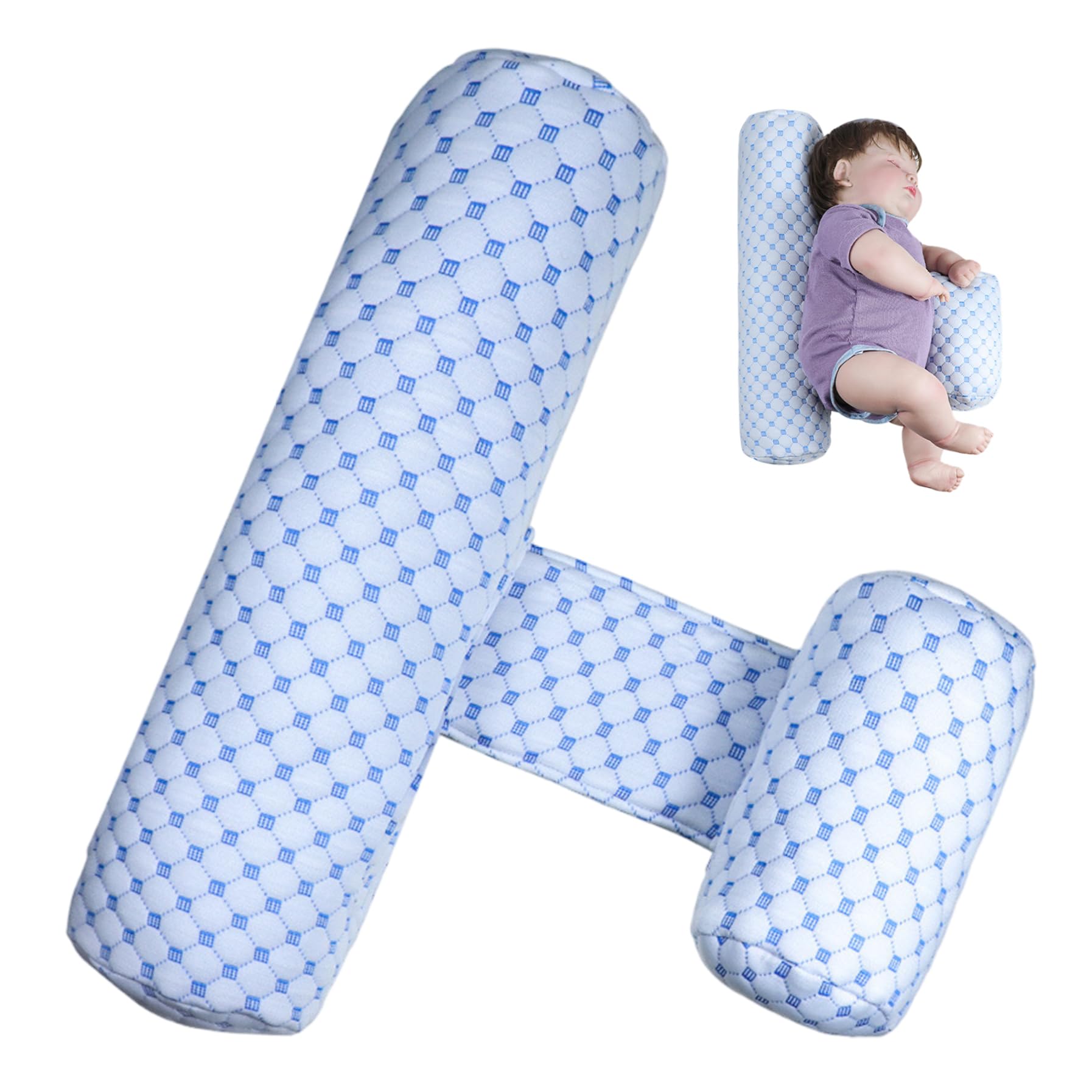 Oreiller Anti-roulis pour bébé, réglable, Respirant, pour Dormir sur Le côté, Amovible, Lavable, Reflux, Bleu