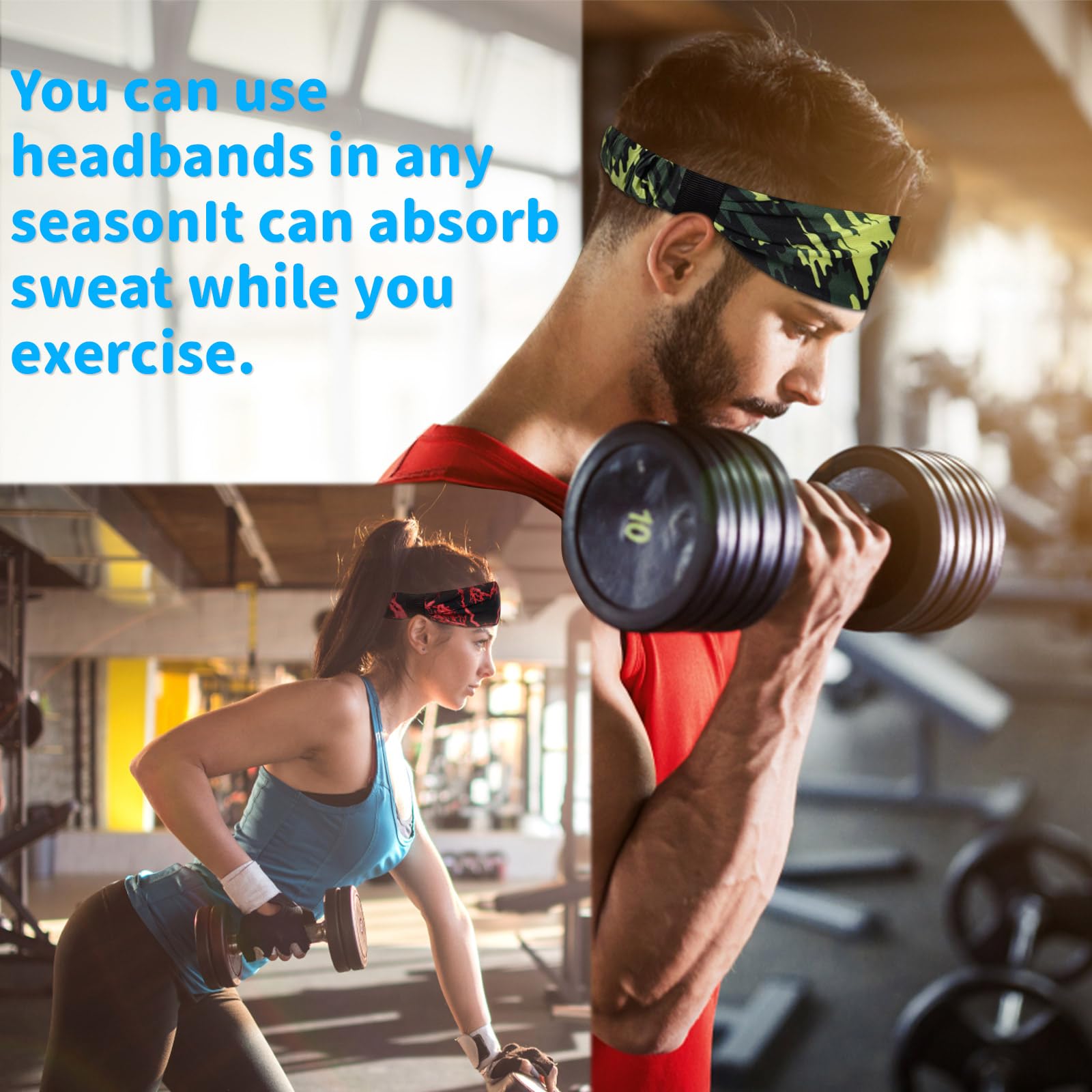 WUFANC Fascia Capelli Uomo e Donna 6 Pezzi - Fascia per Capelli Sport, Assorbenza del Sudore, Traspirante - Fasce per Capelli Donna ad Alta Elasticità, Adatta per Yoga e Corsa Sport-Stirnbänder