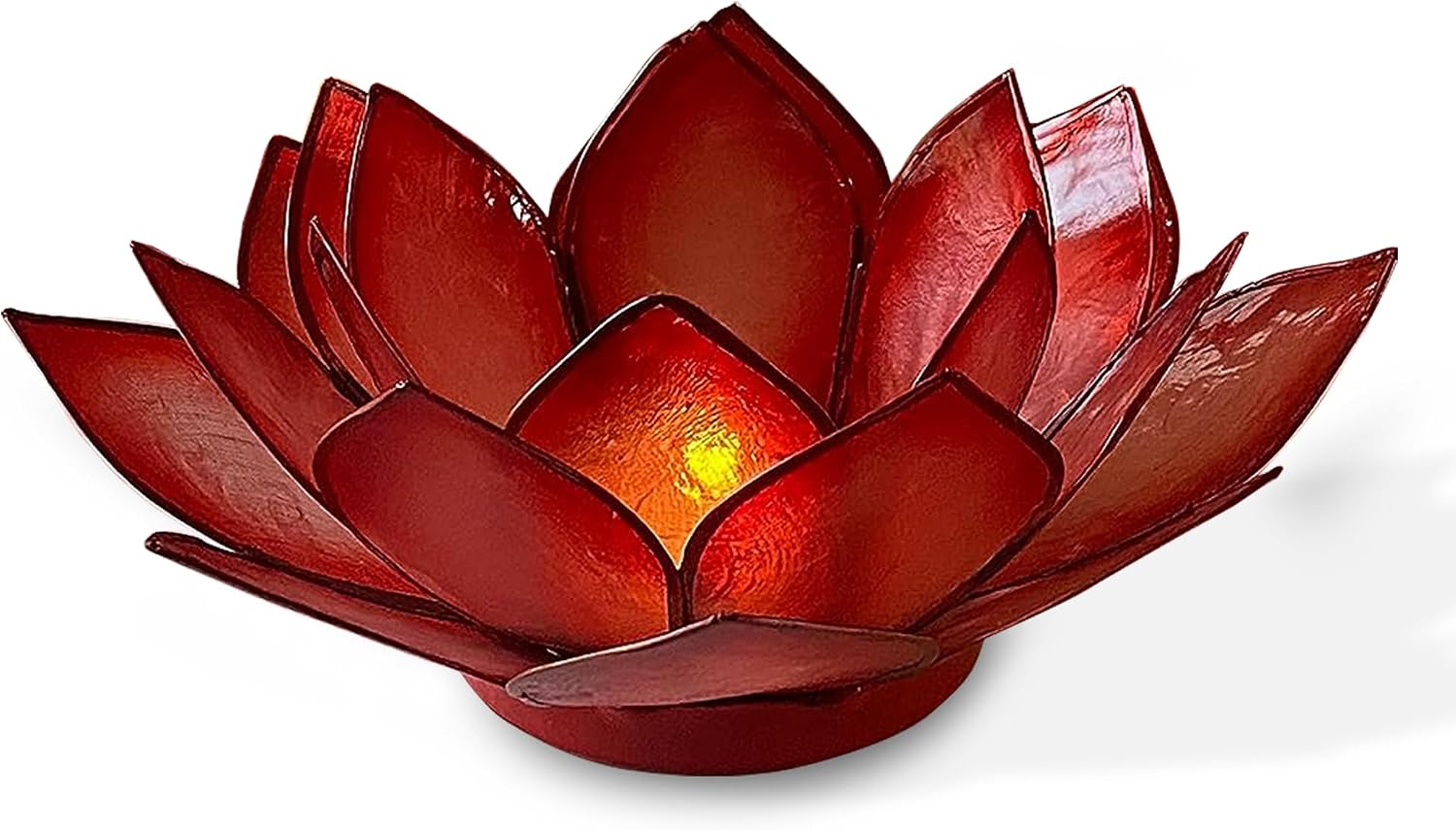Om Gallery Capiz Shell Lotus Flower Decor Tealight Candle Holder for Serene Ambiance -Decorative Candle Holders for Meditation, and Relaxation, Horizon