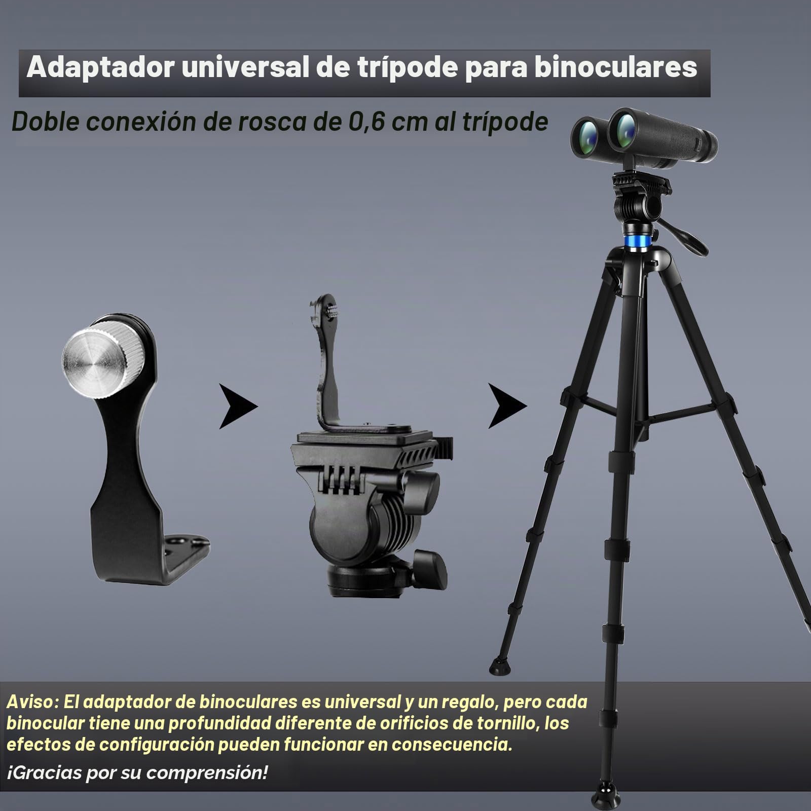 184 cm Trípode para Prismáticos, con Adaptador para Binoculares y 2 Placa de Montaje rápido, Compatible con Prismáticos/Telescopios Astronómicos/Telescopio Terrestre/Cámaras DSLR/ (Carga 10 kg)