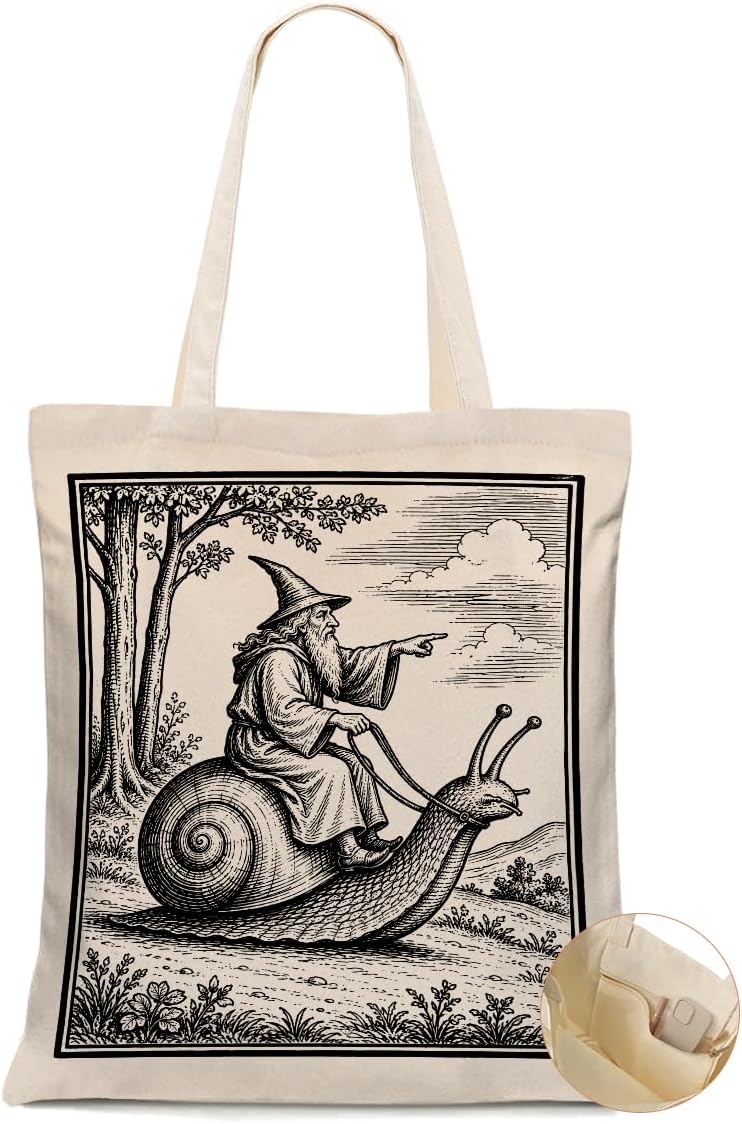 Decohim Funny Skull Tarot Card Sarcastic Canvas Tote Bag Witchy Gifts for Women Grocery Bags for Halloween Christmas