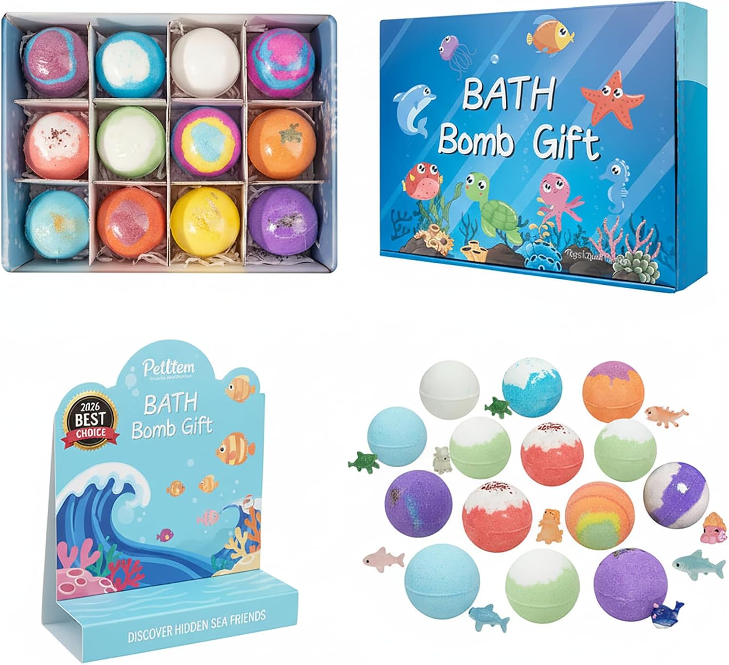 Easter Egg Bath Bombs for Kids with Toys Inside Colorful Bathbombs Surprise for Girls Boys Organic Bubbles Eggs Basket Stuffers Hatching Fizzy Ball Bath Bubble Fun Gift Set Toy (1SET)