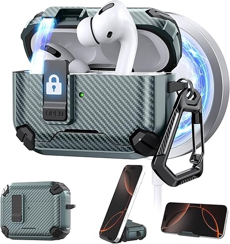 Vista 11 de Maxjoy Funda para AirPods Pro 3 2025 con bloqueo automático MagSafe, compatible con Apple AirPod Pro de 3ª