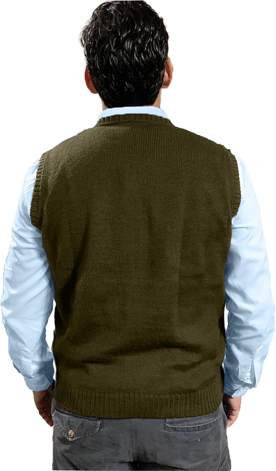 TINKUY Peru Men’s Alpaca Wool V Neck Argyle Cardigan Vest, S-4XL - Image 3