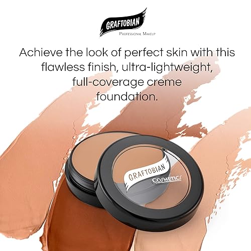 Miniatura 2 de Graftobian HD Glamour Crème Foundation 12oz, maquillaje de cobertura completa sin peso, 65 tonos incluidos, para todo tipo de piel, aspecto natural