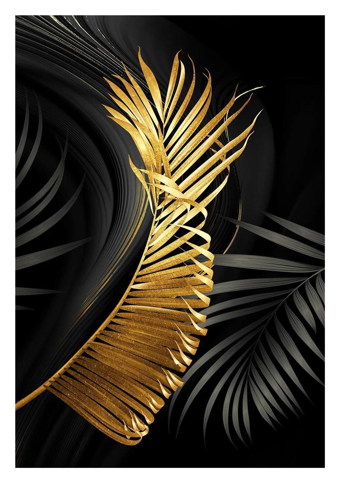 Affiches d'art mural au contraste noir et or pour intérieur contemporain