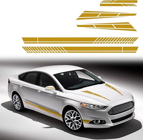 Coche Hood Cuerpo Espejo Retrovisor Personalidad Tirar Flor Modificación Pegatinas Decorativas 6 PCS YQ07 (Dorado)