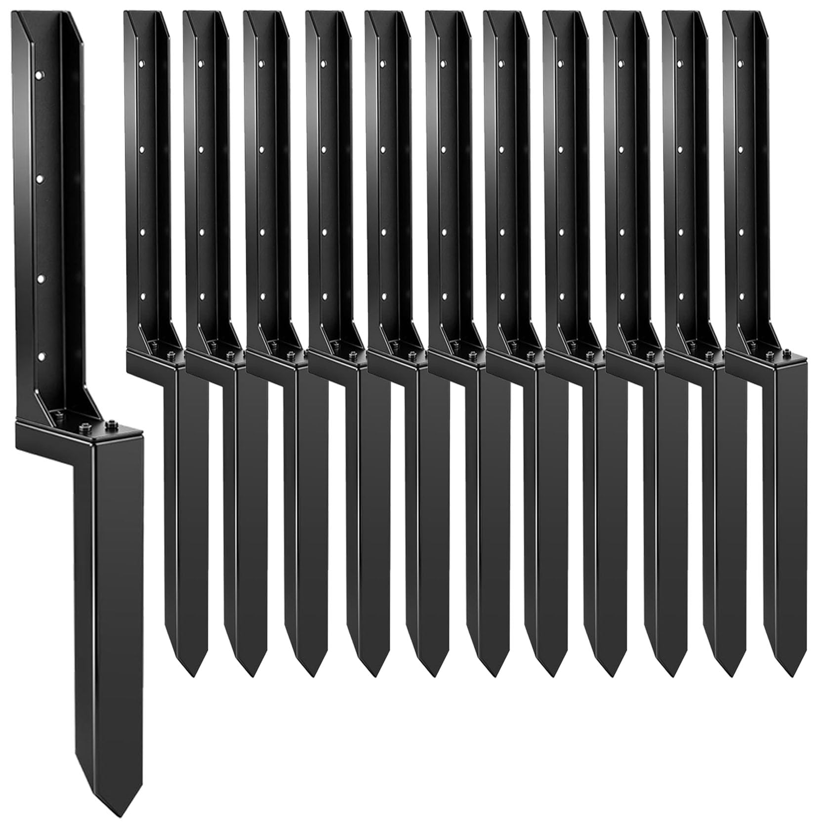 GOUZIBHD Fence Post Repair Kit, Fence Post Anchor Ground Spike for Fixing Leaning or Broken Wood Posts No Dig Drive-In Support for Yard Post Anchor Ground Spike(Color:12pack)